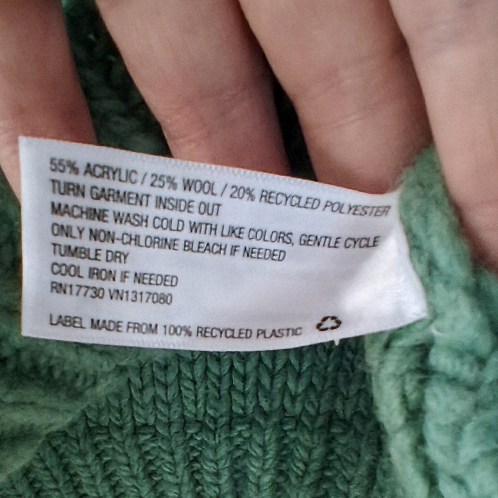 Cropped And Chunky Wool Blend Sweater From Universal Thread In Green Size M - Picture 6 of 6